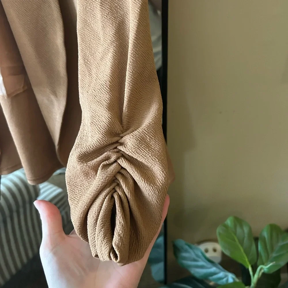Tan Women's Open-front Blazer - Picture 2 of 3